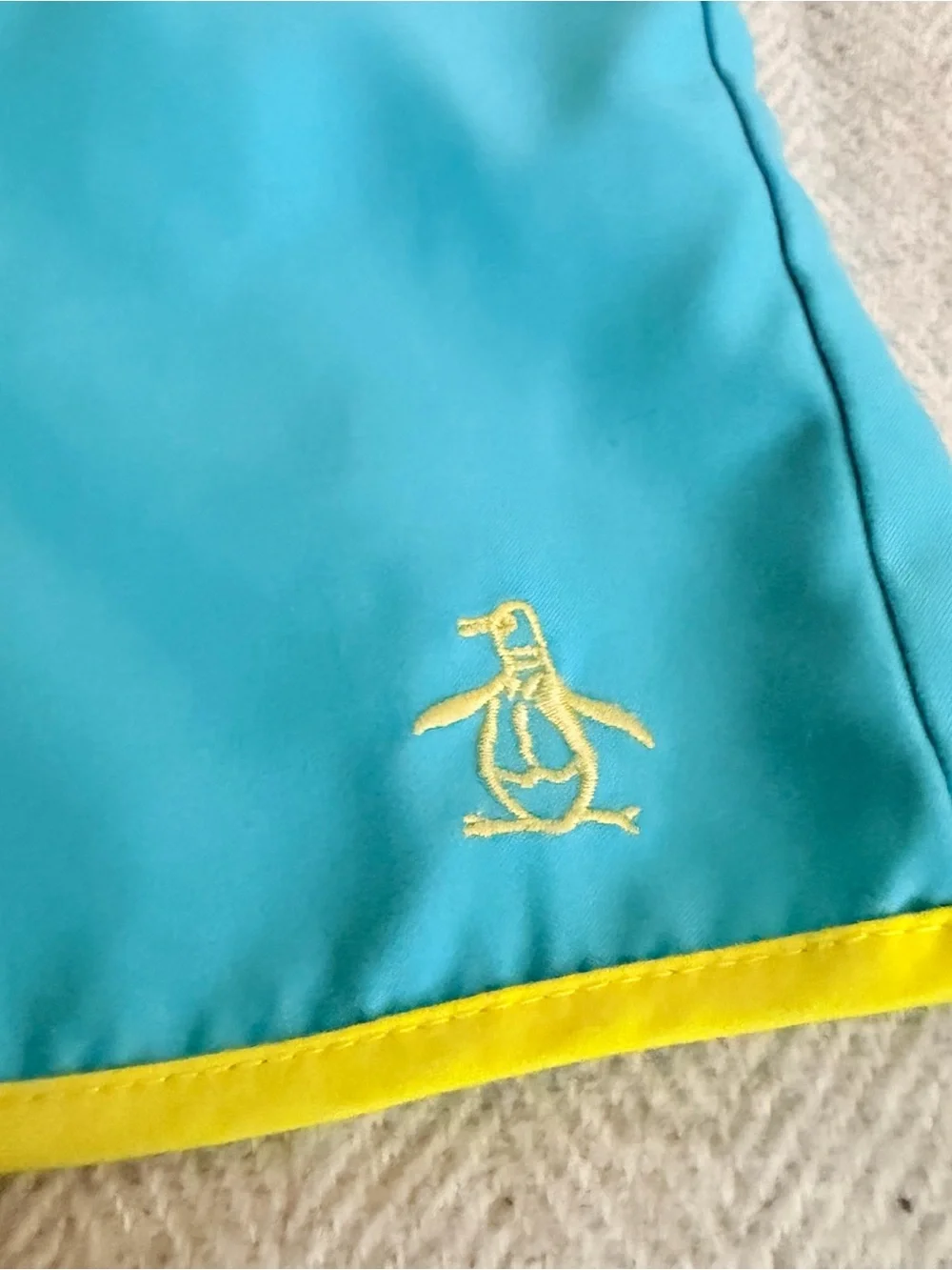 Penguin By Munsingwear Iconic Earl Retro Mens Volley Swim Trunks 30 Aqua Yellow